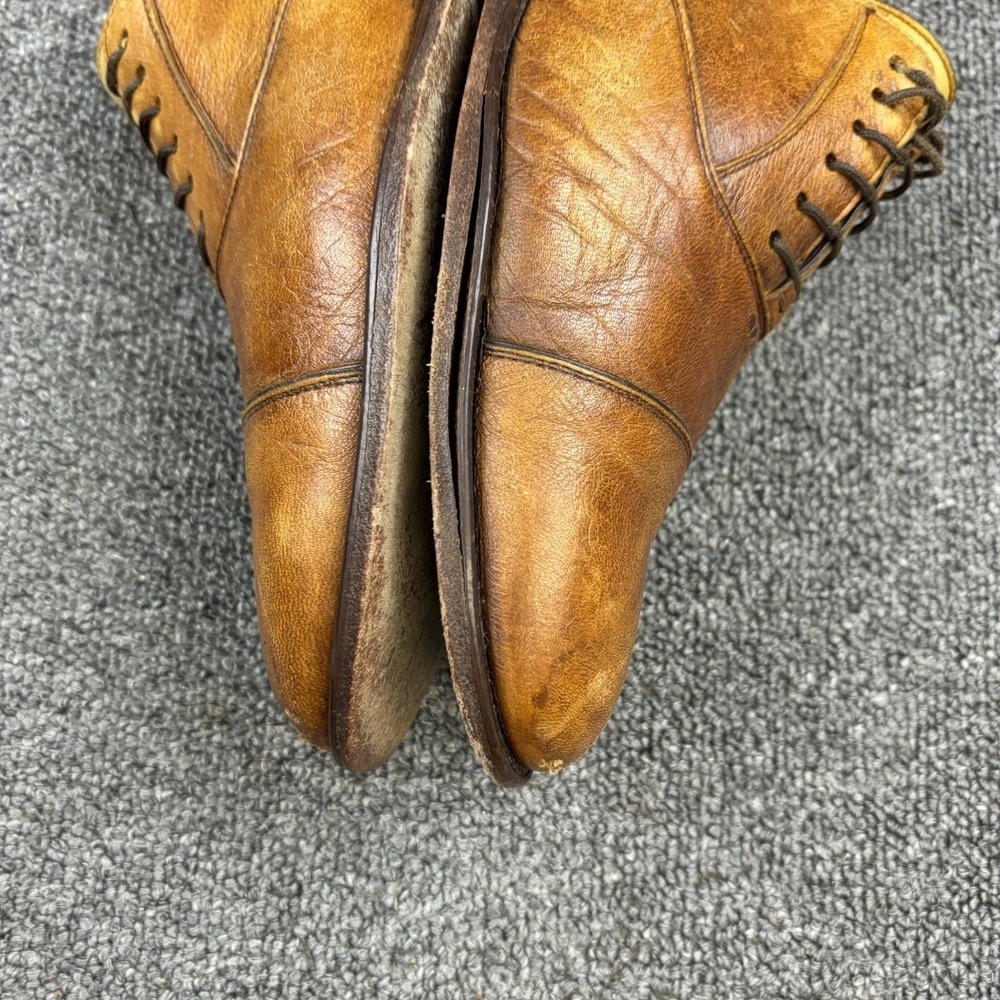 Alan Payne Handmade Italian Leather Cap Toe Oxford Shoes Mens Size 9 Brown Blake - Picture 9 of 14